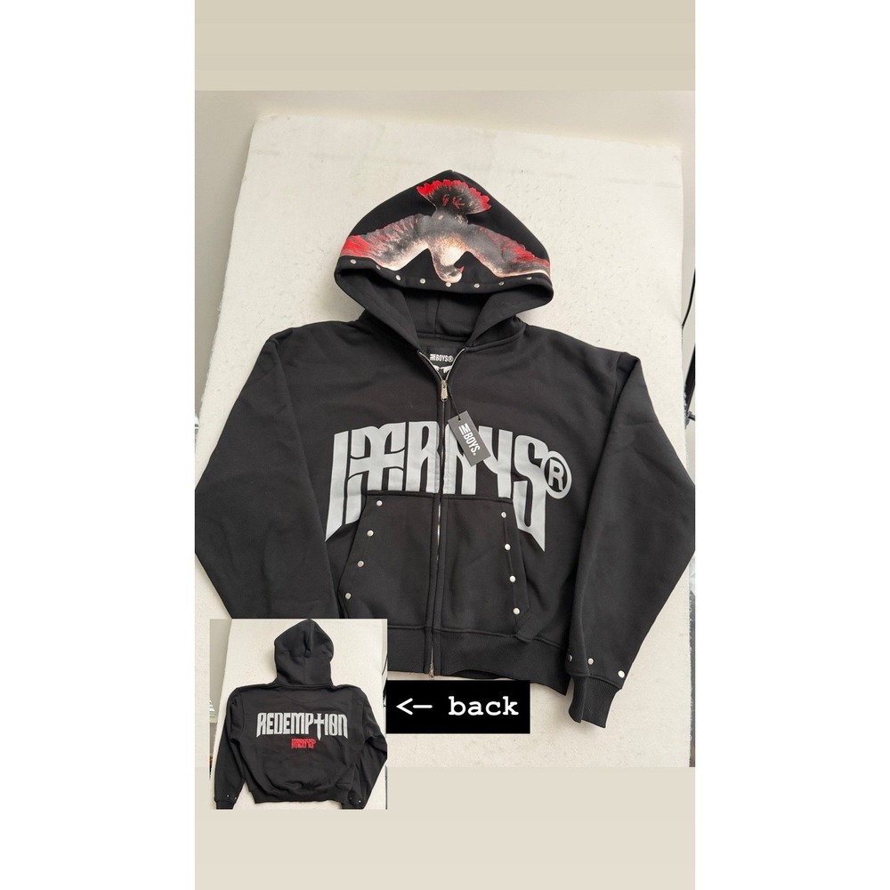 IMBOYS Redemption Dove Cropped Full Zip Hoodie Mens M Streetwear Heavyweight NEW